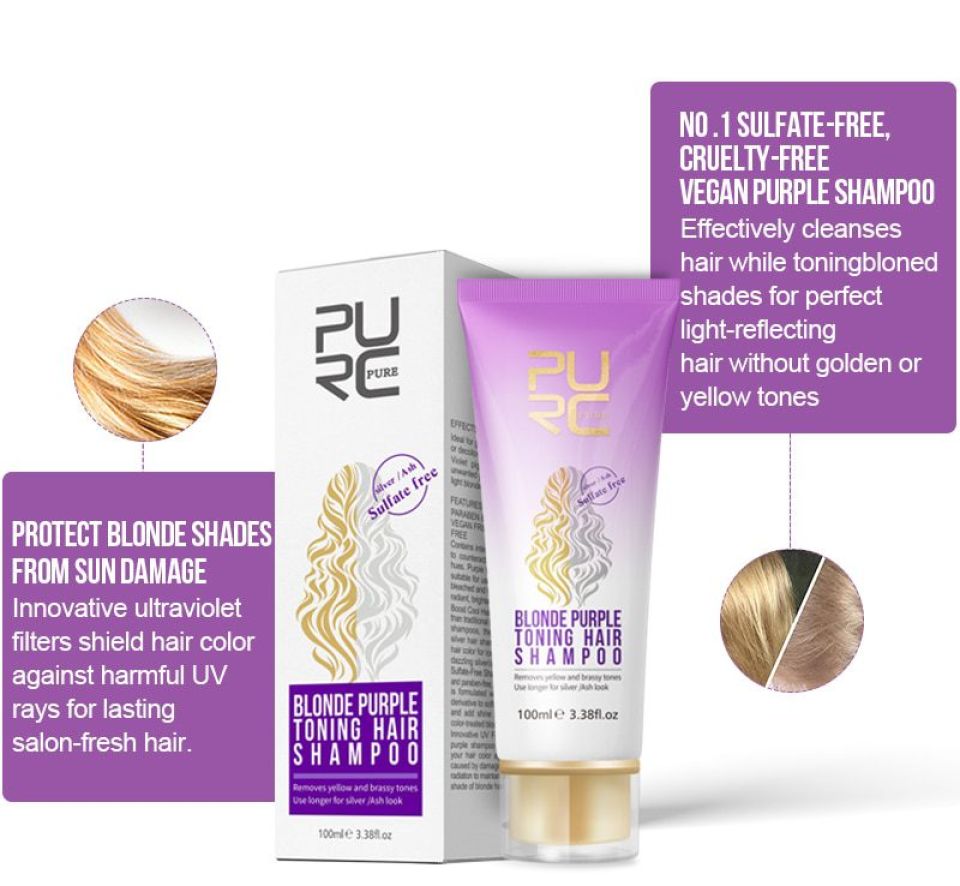 Blonde Purple Hair Shampoo PURC Blonde Purple Hair Shampoo Removes yellow and brassy tones for silver Ash look Purple Hair 2 08f9fa15