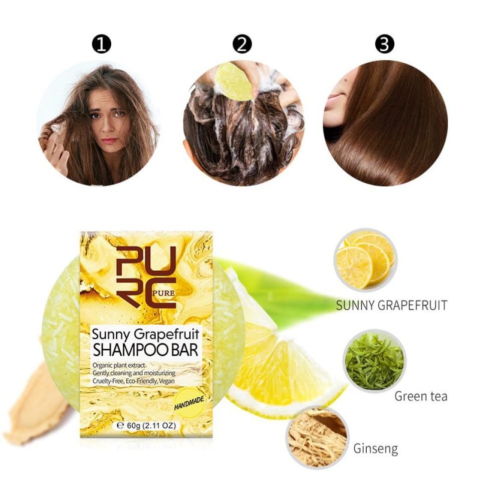 Sunny Grapefruit Shampoo Bar PURC Hair Shampoo Soap Pure Natural Handmade Hair Shampoo Control Oil and Deep Cleaning Solid shampoo 1 16a9cfdc