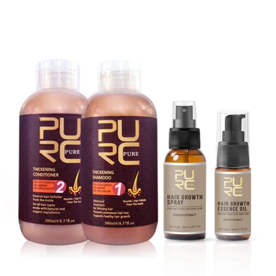 Hair Thickening Shampoo, Conditioner, Hair Growth Essence Oil & Spray - Set Of 4 PURC Hair shampoo and conditioner for hair growth prevent hair loss and 1pcs Growth Essence Oil wpp1594709849673 1 19c0793d