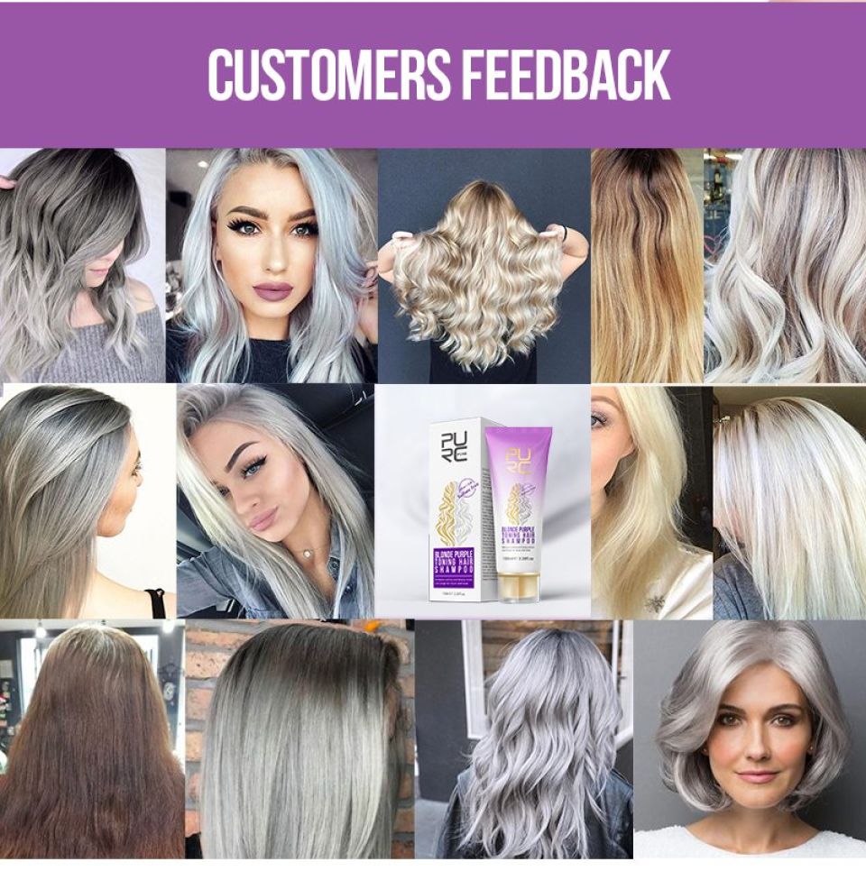 Blonde Purple Hair Shampoo PURC Blonde Purple Hair Shampoo Removes yellow and brassy tones for silver Ash look Purple Hair 1 45587c06