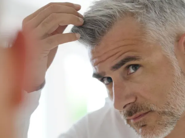 Worried look form grey hair