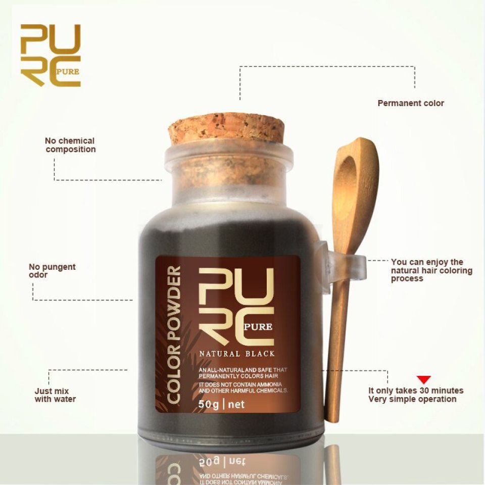 Herbal Hair Dye Powder PURC Hair color powder organic herbal hair dye powder for hair coloring special safe permanently 50g 2 5887a44f