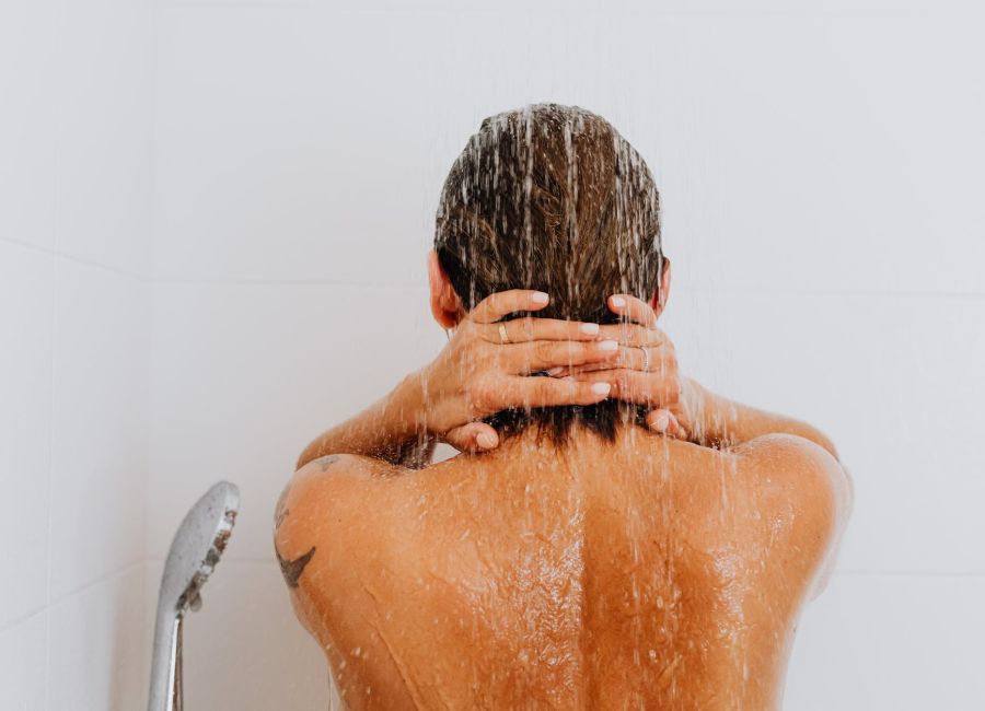 woman in shower