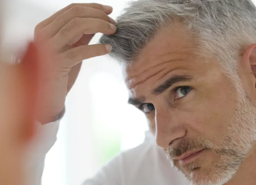 Worried look form grey hair