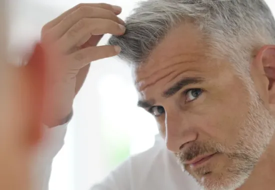 Worried look form grey hair