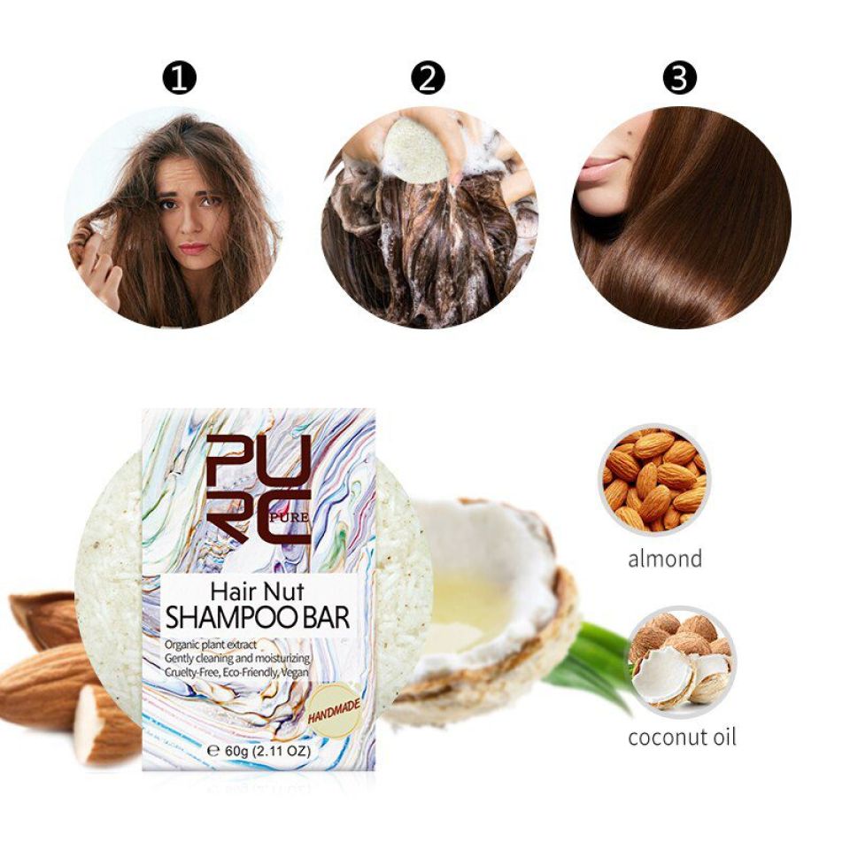 Hair Nut Shampoo Bar - Infused With Almond And Coconut Oil PURC New Arrivals Natural Hair nut Shampoo Bar Handmade Cold Processed Deep Cleaning and Nourishing Solid 2 e2dacfe1