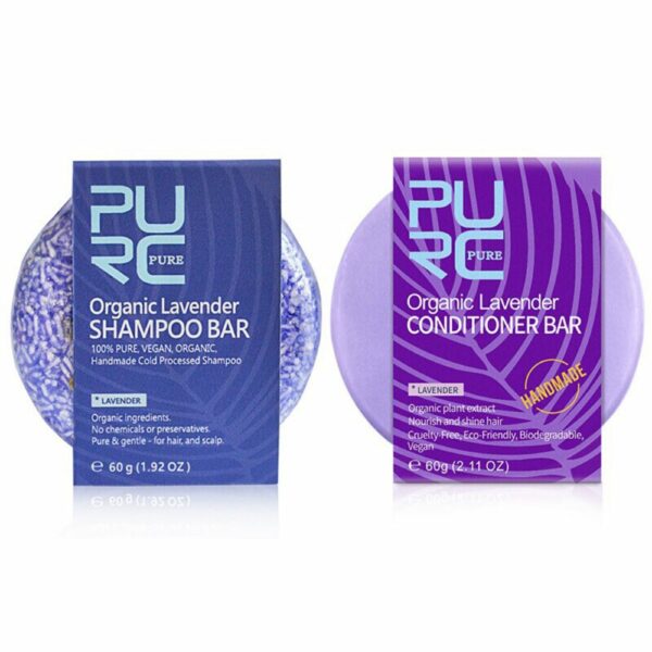 Organic Lavender Shampoo Bar & Lavender Hair Conditioner Bar PURC 1