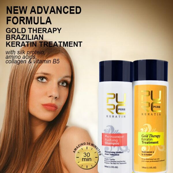 New Advanced Gold Therapy Keratin Treatment Duo PURC Organics