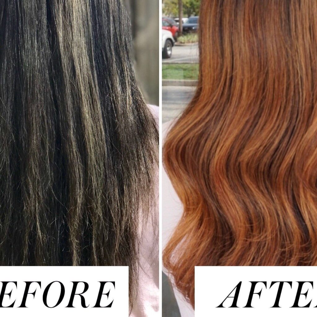 Keratin Treatment & Purifying Shampoo For Damaged Hair 100 ml Set purcorganics gold keartin therapy result 2 e1756275727157