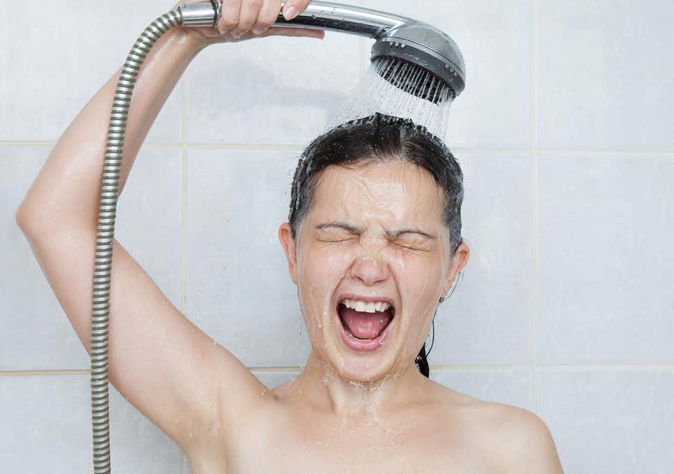 girl taking shower