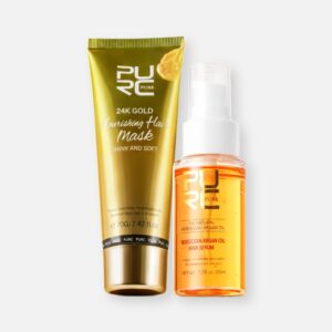 Moroccan Argan Oil Hair Serum & 24K Gold Hair Mask Combo