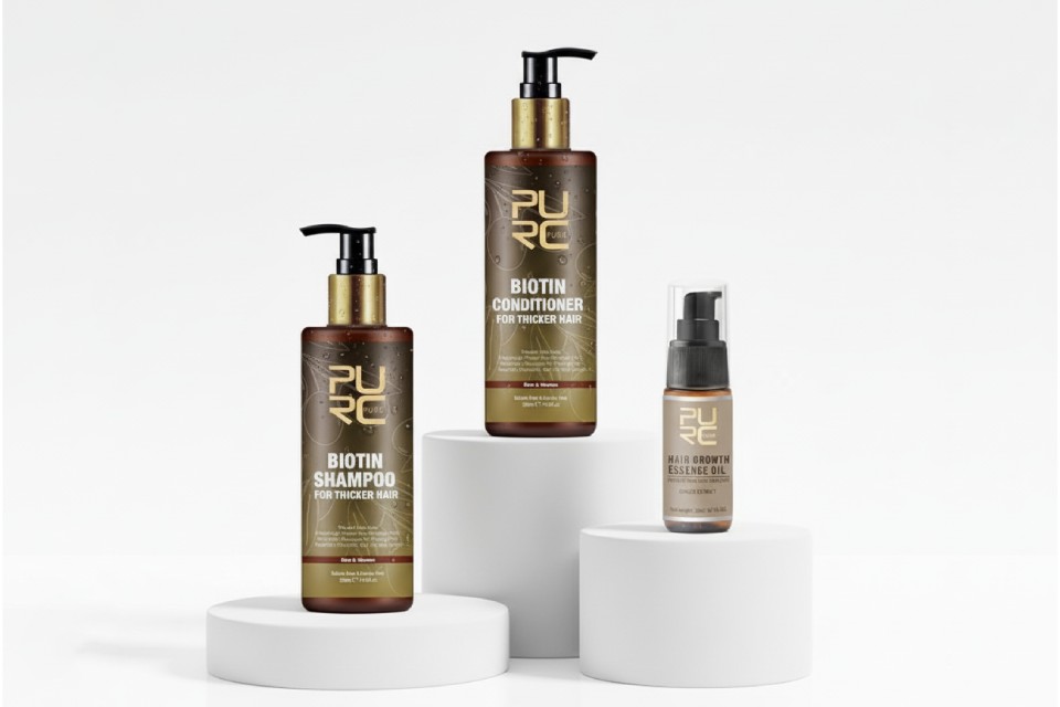 PURC Biotin Hair Growth Shampoo, Conditioner & Hair Growth Oil set